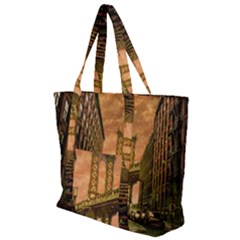 Architecture Buildings City Bridge Zip Up Canvas Bag by Wegoenart