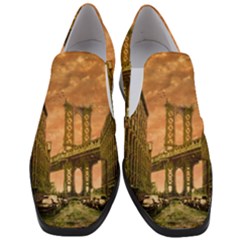 Architecture Buildings City Bridge Women Slip On Heel Loafers by Wegoenart