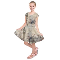 London Westminster Bridge Building Kids  Short Sleeve Dress by Wegoenart