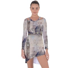 London Westminster Bridge Building Asymmetric Cut-out Shift Dress by Wegoenart