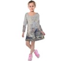 London Westminster Bridge Building Kids  Long Sleeve Velvet Dress View1