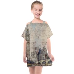 London Westminster Bridge Building Kids  One Piece Chiffon Dress by Wegoenart