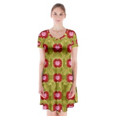 Happy Floral Days In Colors Short Sleeve V-neck Flare Dress by pepitasart