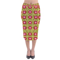 Happy Floral Days In Colors Velvet Midi Pencil Skirt by pepitasart