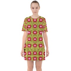 Happy Floral Days In Colors Sixties Short Sleeve Mini Dress by pepitasart