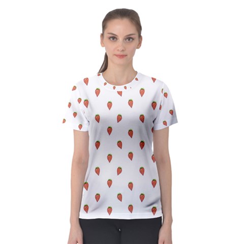 Cartoon Style Strawberry Pattern Women s Sport Mesh Tee by dflcprintsclothing