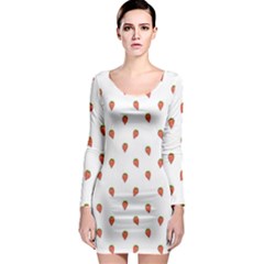 Cartoon Style Strawberry Pattern Long Sleeve Bodycon Dress