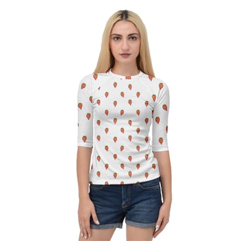 Cartoon Style Strawberry Pattern Quarter Sleeve Raglan Tee by dflcprintsclothing