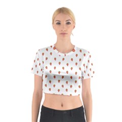 Cartoon Style Strawberry Pattern Cotton Crop Top by dflcprintsclothing