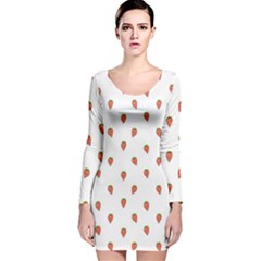 Cartoon Style Strawberry Pattern Long Sleeve Velvet Bodycon Dress