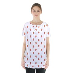 Cartoon Style Strawberry Pattern Skirt Hem Sports Top by dflcprintsclothing