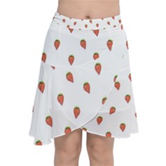 Cartoon Style Strawberry Pattern Chiffon Wrap Front Skirt by dflcprintsclothing