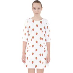 Cartoon Style Strawberry Pattern Pocket Dress