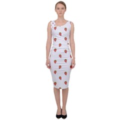 Cartoon Style Strawberry Pattern Sleeveless Pencil Dress