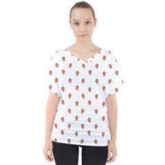 Cartoon Style Strawberry Pattern V-neck Dolman Drape Top by dflcprintsclothing