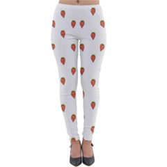 Cartoon Style Strawberry Pattern Lightweight Velour Leggings by dflcprintsclothing