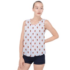 Cartoon Style Strawberry Pattern Bubble Hem Chiffon Tank Top by dflcprintsclothing