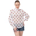 Cartoon Style Strawberry Pattern High Neck Long Sleeve Chiffon Top View1