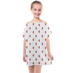 Cartoon Style Strawberry Pattern Kids  One Piece Chiffon Dress by dflcprintsclothing