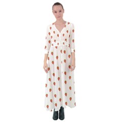 Cartoon Style Strawberry Pattern Button Up Maxi Dress