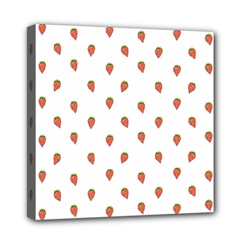 Cartoon Style Strawberry Pattern Mini Canvas 8  X 8  (stretched) by dflcprintsclothing