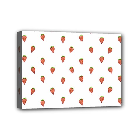 Cartoon Style Strawberry Pattern Mini Canvas 7  X 5  (stretched)