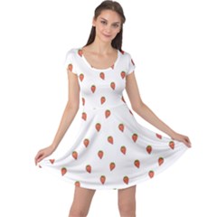 Cartoon Style Strawberry Pattern Cap Sleeve Dress