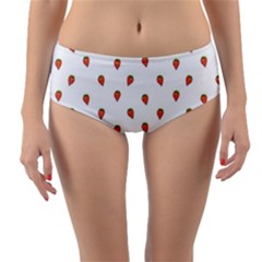 Cartoon Style Strawberry Pattern Reversible Mid-waist Bikini Bottoms