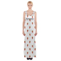 Cartoon Style Strawberry Pattern Thigh Split Maxi Dress by dflcprintsclothing