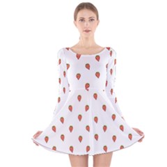 Cartoon Style Strawberry Pattern Long Sleeve Velvet Skater Dress by dflcprintsclothing