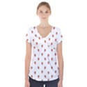 Cartoon Style Strawberry Pattern Short Sleeve Front Detail Top View1