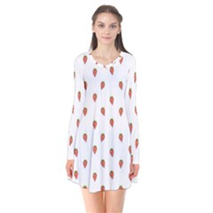 Cartoon Style Strawberry Pattern Long Sleeve V-neck Flare Dress by dflcprintsclothing