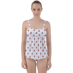 Cartoon Style Strawberry Pattern Twist Front Tankini Set by dflcprintsclothing