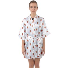 Cartoon Style Strawberry Pattern Quarter Sleeve Kimono Robe