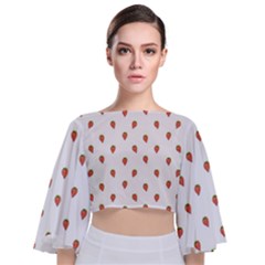 Cartoon Style Strawberry Pattern Tie Back Butterfly Sleeve Chiffon Top by dflcprintsclothing