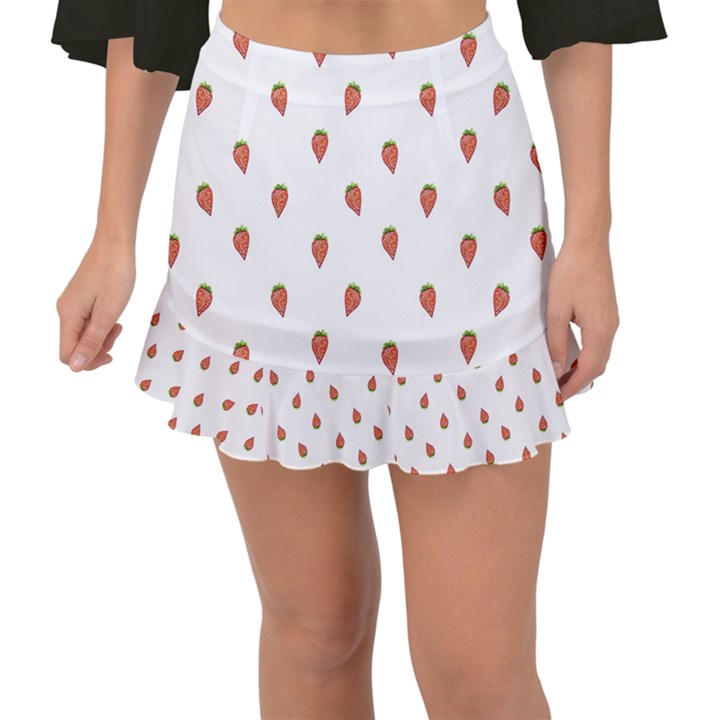 Cartoon Style Strawberry Pattern Fishtail Mini Chiffon Skirt