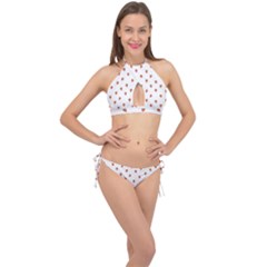 Cartoon Style Strawberry Pattern Cross Front Halter Bikini Set