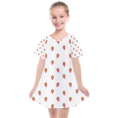 Cartoon Style Strawberry Pattern Kids  Smock Dress