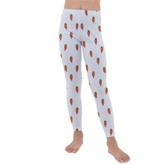 Cartoon Style Strawberry Pattern Kids  Lightweight Velour Leggings