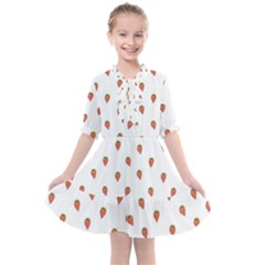 Cartoon Style Strawberry Pattern Kids  All Frills Chiffon Dress