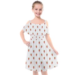 Cartoon Style Strawberry Pattern Kids  Cut Out Shoulders Chiffon Dress by dflcprintsclothing