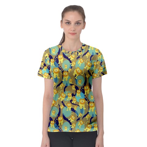 Cute Lions Pattern Women s Sport Mesh Tee by bloomingvinedesign