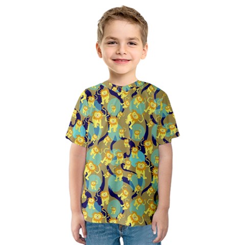 Cute Lions Pattern Kids  Sport Mesh Tee by bloomingvinedesign