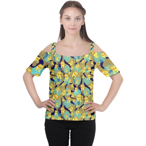 Cute Lions Pattern Cutout Shoulder Tee by bloomingvinedesign