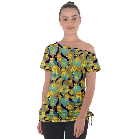 Cute Lions Pattern Tie-up Tee by bloomingvinedesign