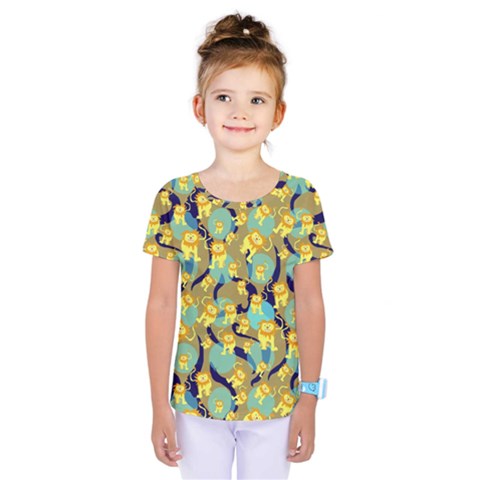 Cute Lions Pattern Kids  One Piece Tee by bloomingvinedesign