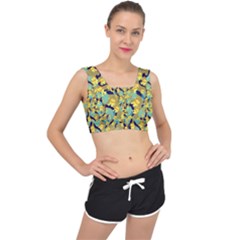 Cute Lions Pattern V-back Sports Bra by bloomingvinedesign