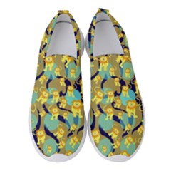 Cute Lions Pattern Women s Slip On Sneakers by bloomingvinedesign