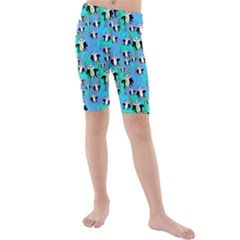 Cute Panda Bears Pattern Kids  Mid Length Swim Shorts by bloomingvinedesign