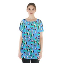 Cute Panda Bears Pattern Skirt Hem Sports Top by bloomingvinedesign